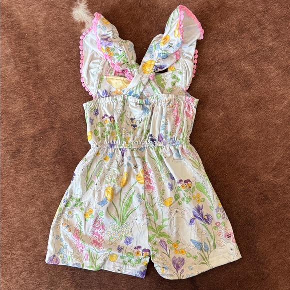 Spring Girls Romper with Ruffle Straps - Picture 2 of 4
